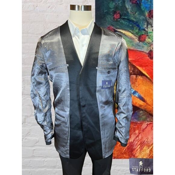 Stafford Tuxedo Jacket 40L Mens Black Suit Coat Jacket Only - Picture 8 of 14